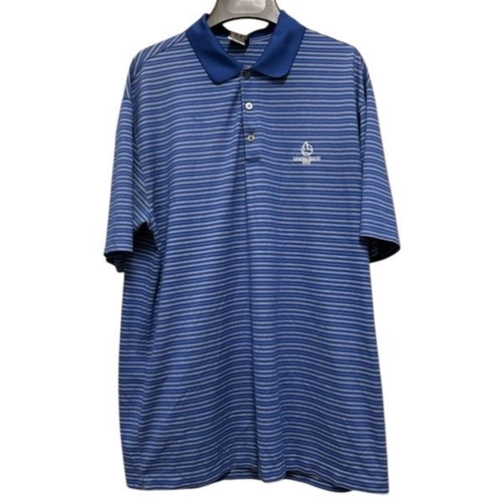 Nike Golf Dri-Fit UV Makena Resort Maui Size XL Blue & White Striped Polo